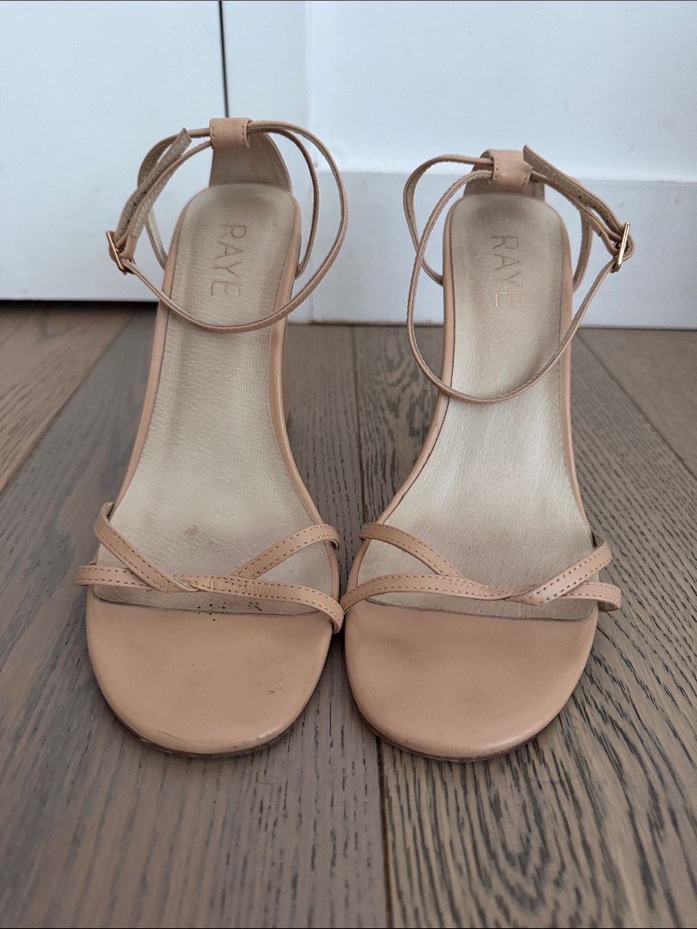 RAYE Strappy Nude Ankle-Strap Heels
